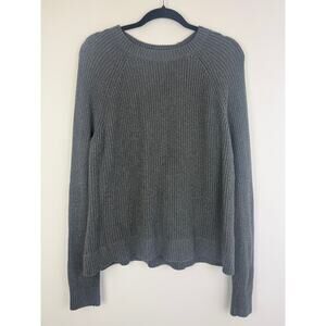 Abercrombie & Fitch Womens Rib Knit Crewneck Raglan Sleeve Gray Sweater Large